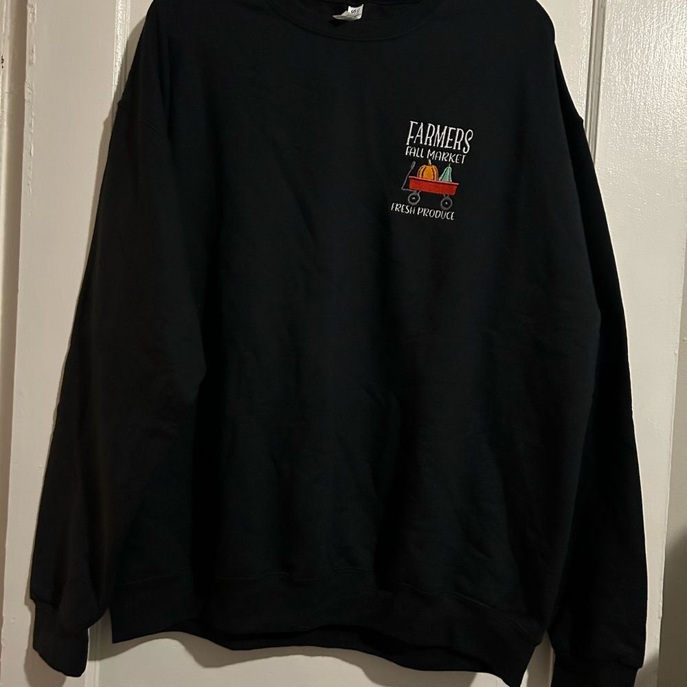 Unique Homemade Farmers Fall Market Embroidered Black Crewneck Sweatshirt